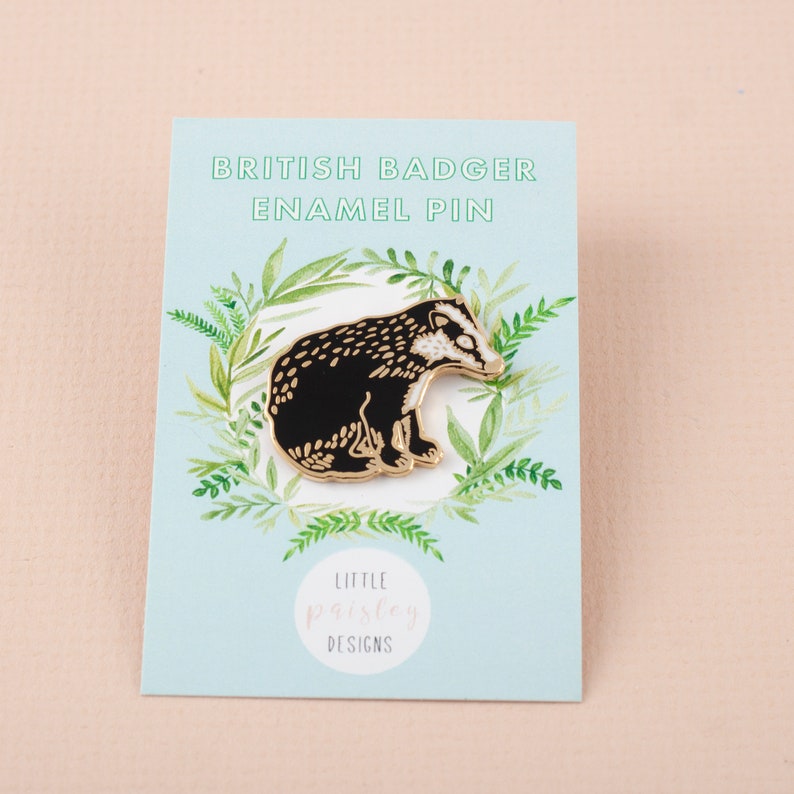 British Badger Enamel Pin Pin Badge Hard Enamel Pin Gold Enamel Pin Lapel Pin Badger Pin British Wildlife British Nature image 6