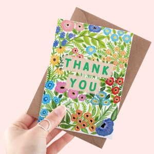 Thank You Card | Wildflower lllustrated Floral Pattern Greeting Card | Thanks | Thank You | Floral Card | Flower Pattern | A6 Greeting Card