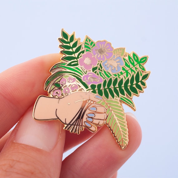 Flower Posy Enamel Pin | Lapel Pin | Hard Enamel Pin | Gold Enamel Pin Badge | Flowers Pin | Bunch Of Flowers Enamel Pin Badge