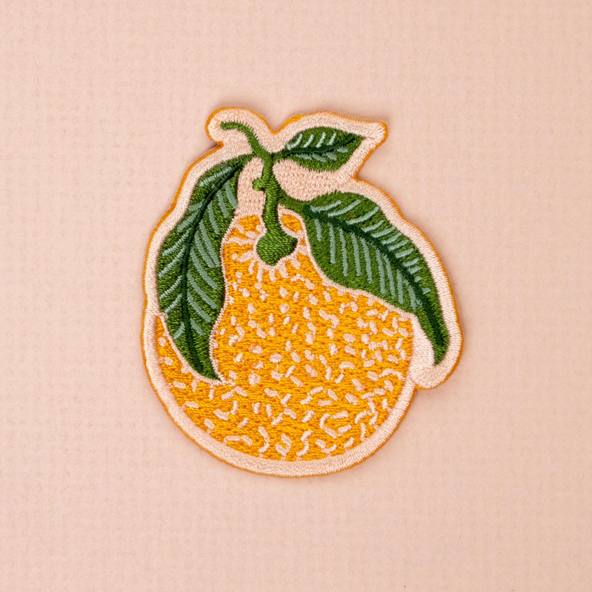 Clementine Embroidered Iron-on Patch | Nature Patch | Orange Patch | Clementine Leaf Patch | Citrus Fruit Patch | Little Paisley Designs