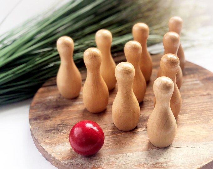 Bowling Set for Kids, Classic Birthday Gift Ideas for Boys, Wooden