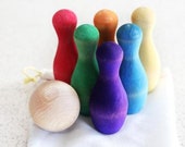 Bowling Game for Toddlers - Bowling Pin Toy Set - Wooden Skittles Montessori Toy - Montessori Easter Ideas for Toddler Easter Basket