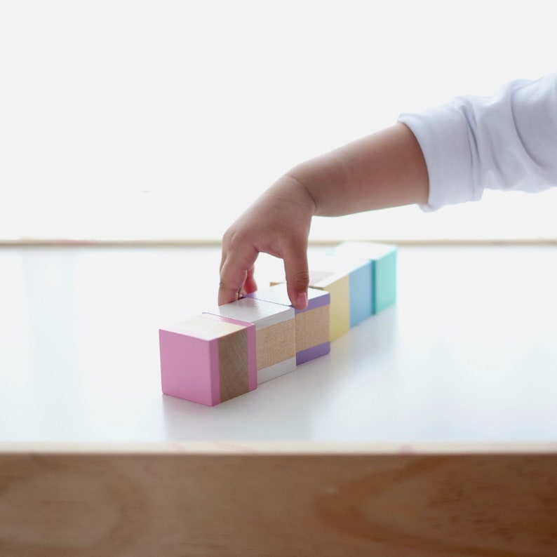 Wooden Building Blocks Pastel Blocks for Baby Girl Wooden Etsy