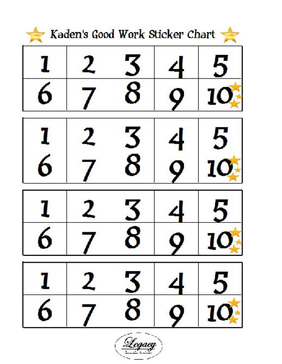 10 Sticker Reward Chart