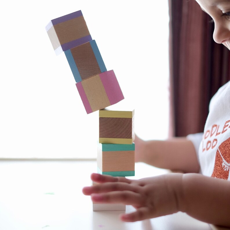 Wooden Building Blocks Pastel Blocks for Baby Girl Wooden Etsy