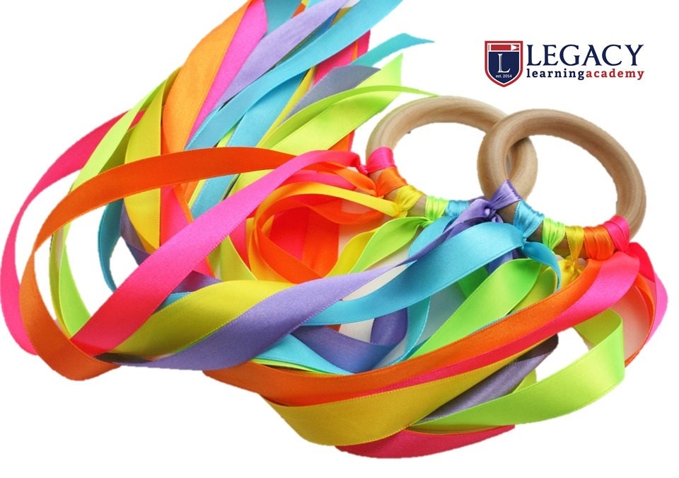 Montessori Ribbon Toy Colorful Hand Kites Organic Wood Etsy