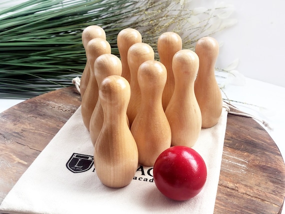 kids wooden skittles