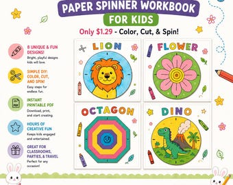 Paper Spinner Workbook for Kids – Color, Cut, Spin Activity (Digital Download)