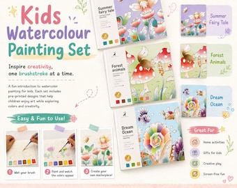Watercolor Coloring Book for Kids and Beginners | Paint and Learn Art Activity | Ocean and Forest Themes
