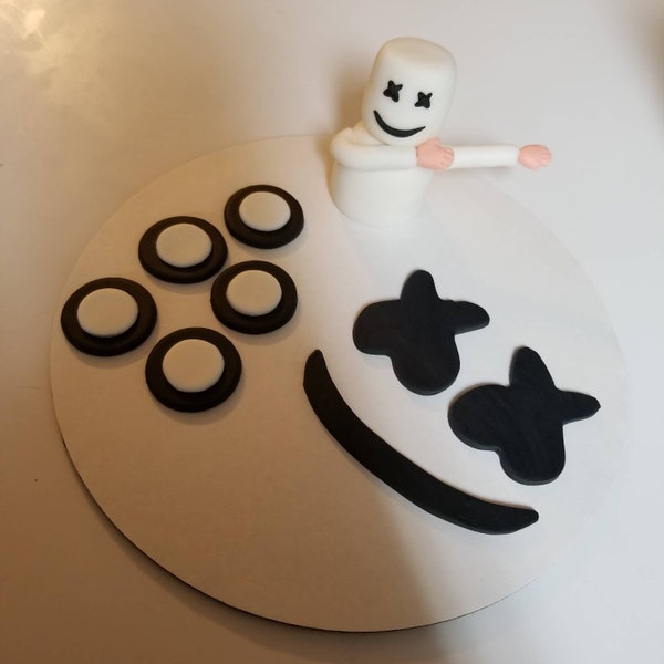 Handmade Fondant DJ Marshmello Inspired Cake Topper Set