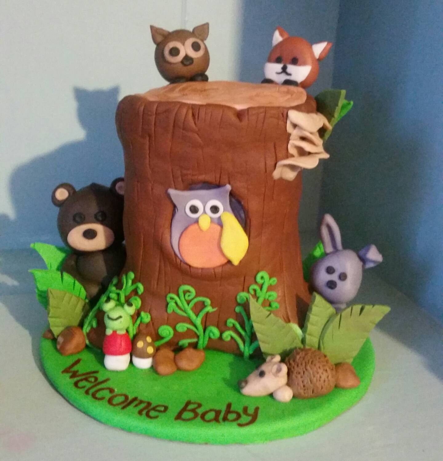 Fondant A La Main Tronc Darbre Bois Animaux Gateau Topper Etsy