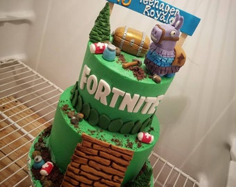 Handmade Fondant Fortnite Inspired Cake Topper Set