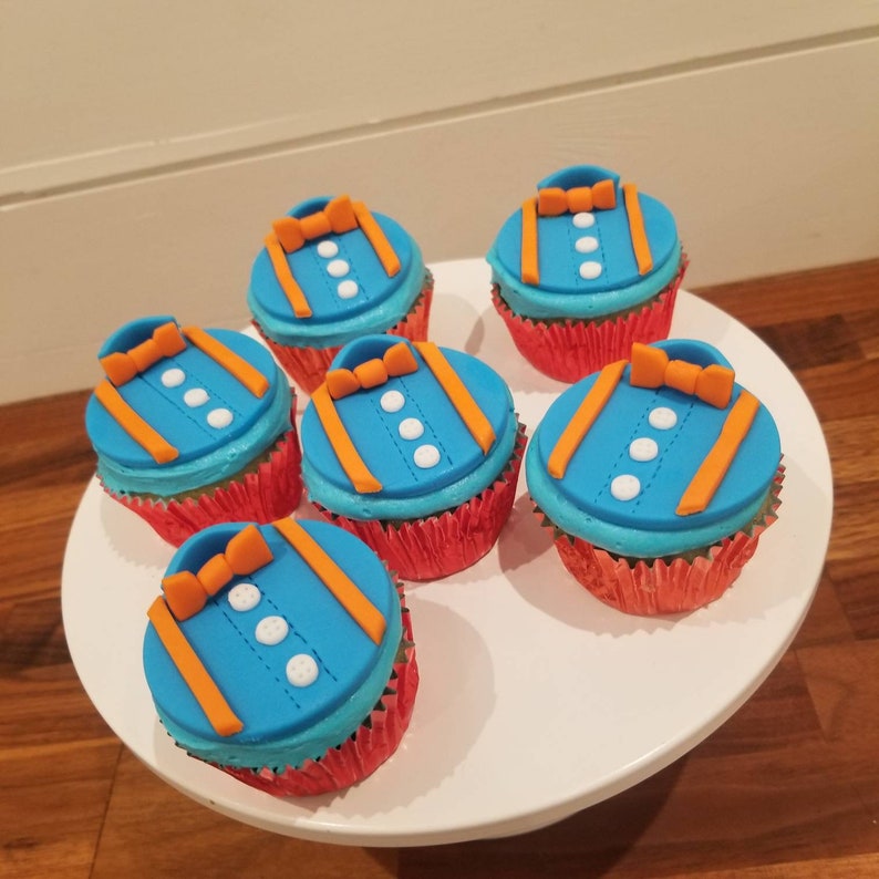 Handmade Fondant Blippi Inspired Cupcake Toppers Etsy