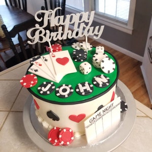 Handmade Fondant Game Night Theme Cake Topper Set