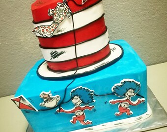 Handmade Fondant Thing 1 Thing 2 Cake topper set