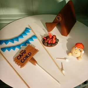 Handmade Edible Fondant Camping Cake Topper Set image 5