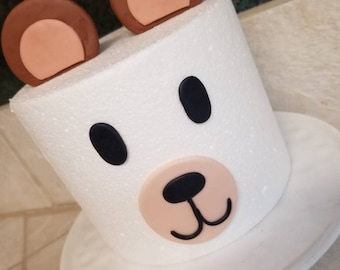 Handmade Fondant Bear Face Cake topper