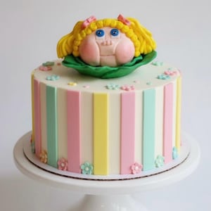 Handmade Fondant Cabbage Patch Baby Cake Topper