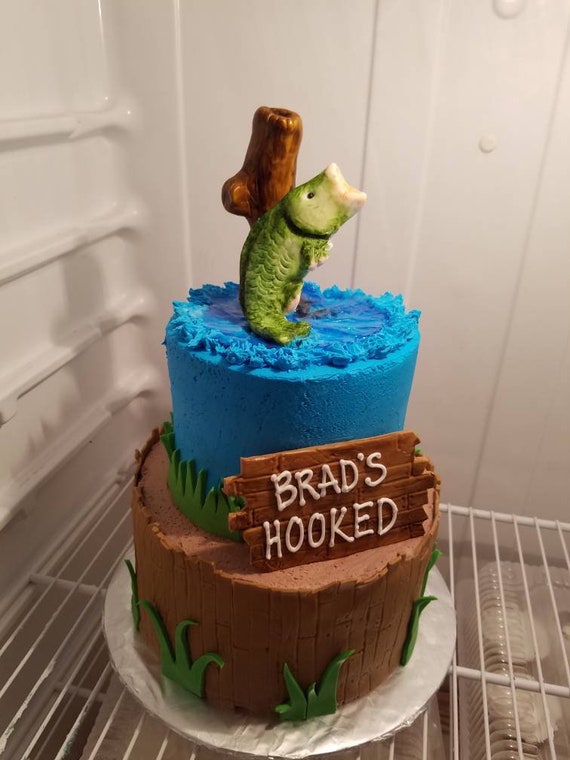 He's Hooked Fishing Theme Fondant Cake Topper Set 