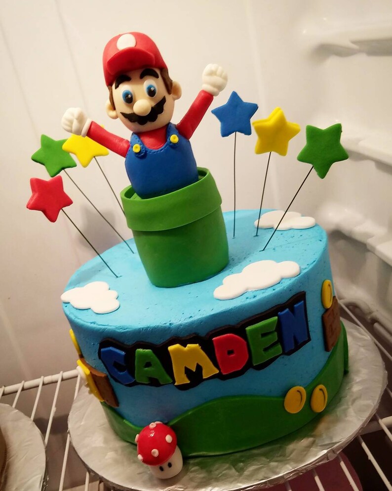 Super Mario Brothers Inspired Fondant Cake Topper Set Etsy