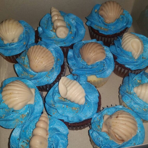 Handmade White Chocolate Seashell Cupcake Toppers Party Favors Etsy