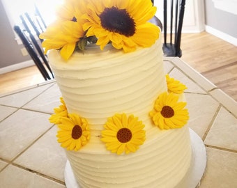 Handmade Fondant Sunflowers Cake Cupcake Toppers