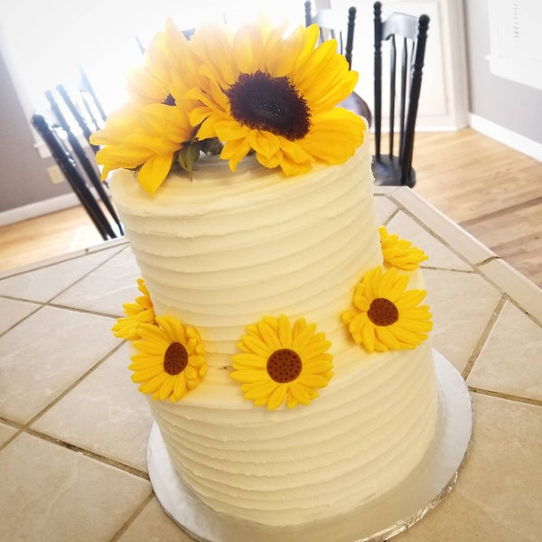 Handmade Fondant Sunflowers Cake Cupcake Toppers