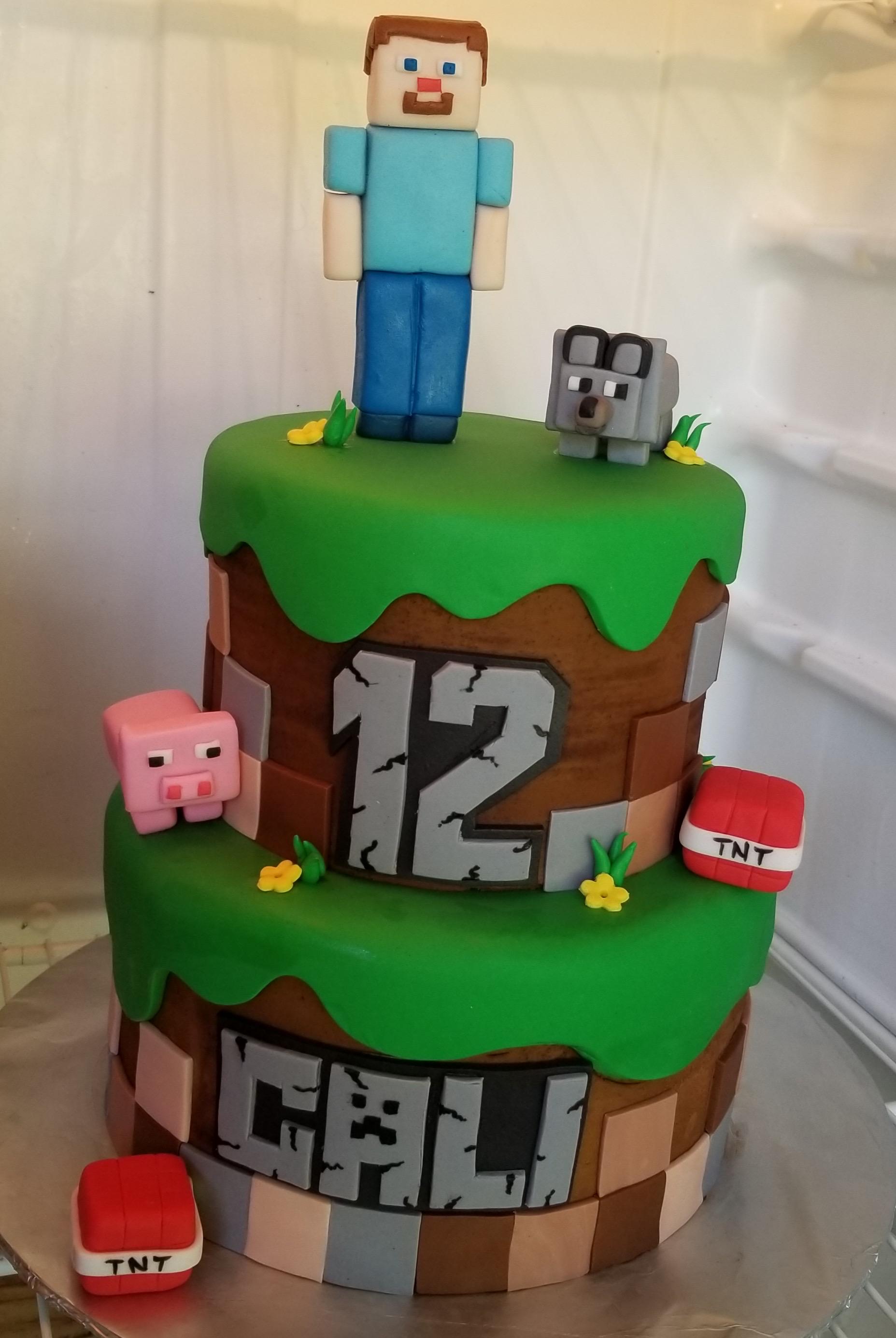 Handmade Fondant Minecraft Inspired Cake Topper Set - Etsy
