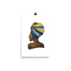 Black Girl Magic, Blue and Yellow Headwrap, Black Art  | Poster