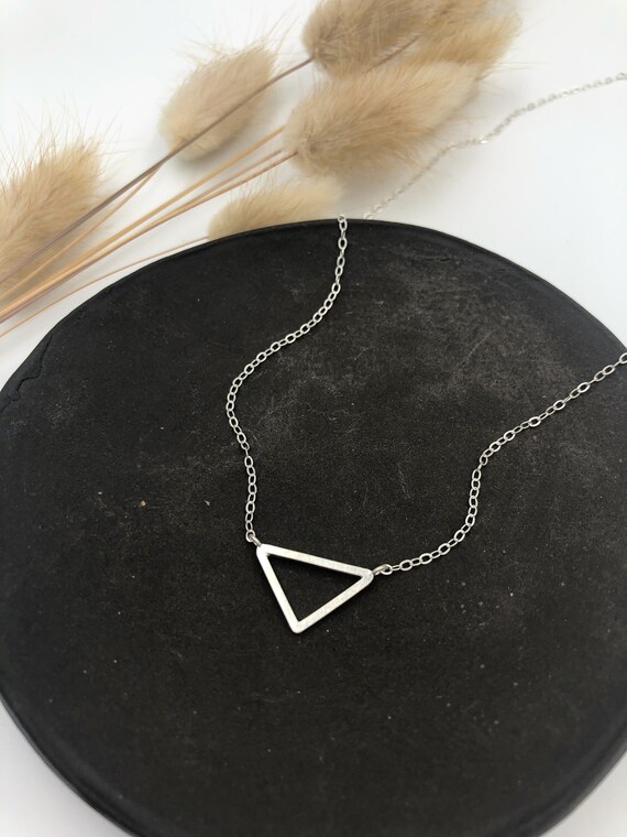Small Sterling Silver Triangle Necklace Delicate - Small Silver Triangle Pendant Small Sterling Silver Triangle Necklace Delicate - Small Silver Triangle Pendant