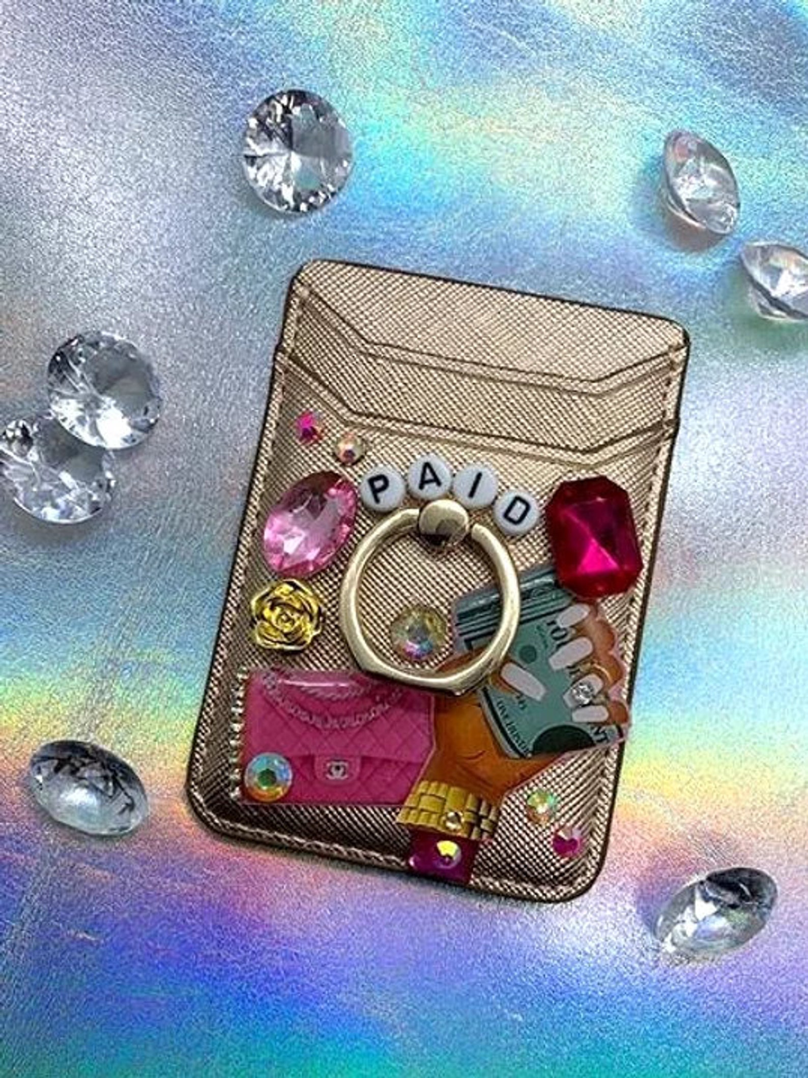 PAID & PRETTY Phone card holder Etsy