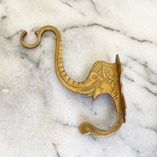 Vintage Brass Elephant Hook Small Animal Coat Hook Hat Hook Animalia