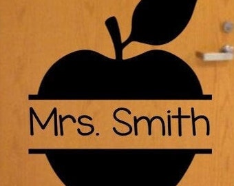 Custom Teacher Name Apple Door Wall Decal I Classroom Decor I Classroom Decorations I Classroom Rules
