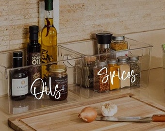 Set of 5 Labels Custom Vinyl Decal Bin Organizer Labels I Home | Office | Storage Bin I Garage | Toy Boxes | Fridge Labels | Pantry Labels