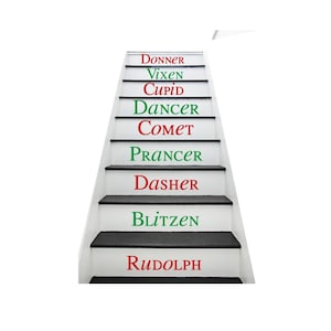Reindeer Names Christmas Stairs Vinyl Decals - Staircase Vinyl Decor - Christmas Decor - Christmas Decorations
