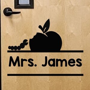 Custom Teacher Name Apple Door Wall Decal - Classroom Decor - Classroom Decorations - Classroom Rules