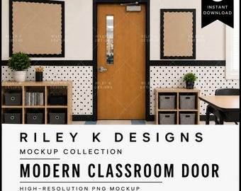 Mockup di porta per aula / PNG ad alta risoluzione / Compatibile con Canva / Uso commerciale / Mockup di porta per insegnanti / Download immediato