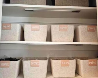 Set of 5 Labels Custom Vinyl Decal Bin Organizer Labels I Home | Office | Storage Bin I Garage | Toy Boxes | Fridge Labels | Pantry Labels