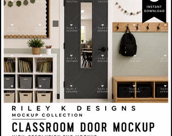 Mockup di porta per aula / PNG ad alta risoluzione / Compatibile con Canva / Uso commerciale / Mockup di porta per insegnanti / Download immediato