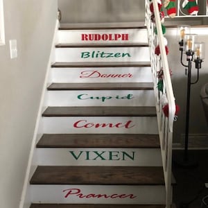 Reindeer Names Christmas Stairs Vinyl Decals - Staircase Vinyl Decor - Christmas Decor - Christmas Decorations