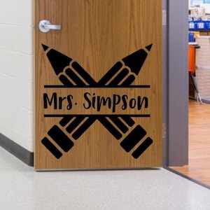 Custom Teacher Name Apple Door Wall Decal - Classroom Decor - Classroom Decorations - Classroom Rules