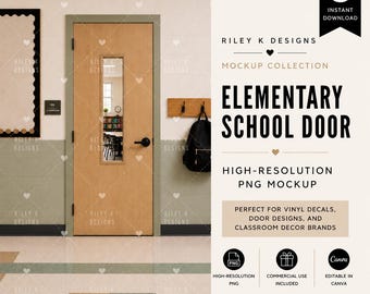 Mockup di porta per aula / PNG ad alta risoluzione / Compatibile con Canva / Uso commerciale / Mockup di porta per insegnanti / Download immediato