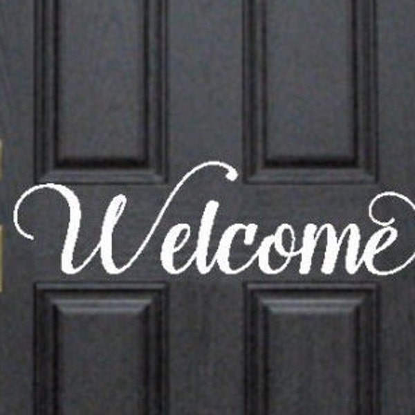 Welcome Door or Wall Vinyl Decal - Living Room Decal - Hallway Decal - Entryway Decal - Home Decor