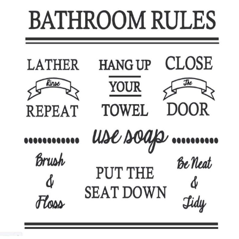 Bathroom Rules Vinyl Wall Decal Bathroom Decor Bathroom Etsy