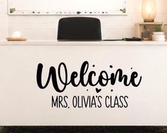 Welcome Teacher Name and Grade Decal Set I Classroom Door Wall Decal I Classroom Decor I Classroom Decorations I Classroom Rules