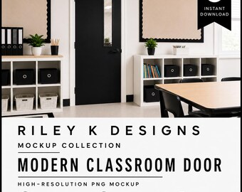 Mockup di porta per aula / PNG ad alta risoluzione / Compatibile con Canva / Uso commerciale / Mockup di porta per insegnanti / Download immediato