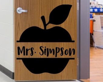 Custom Teacher Name Apple Door Wall Decal - Classroom Decor - Classroom Decorations - Classroom Rules
