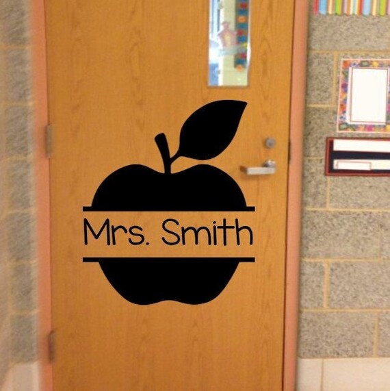 Custom Teacher Name Apple Door Wall Decal Classroom Decor Etsy