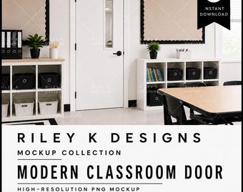 Mockup di porta per aula / PNG ad alta risoluzione / Compatibile con Canva / Uso commerciale / Mockup di porta per insegnanti / Download immediato
