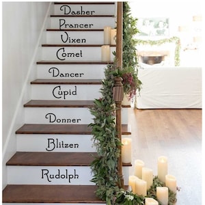 Reindeer Names Christmas Stairs Vinyl Decals - Staircase Vinyl Decor - Christmas Decor-Christmas Decorations - Holiday Decor